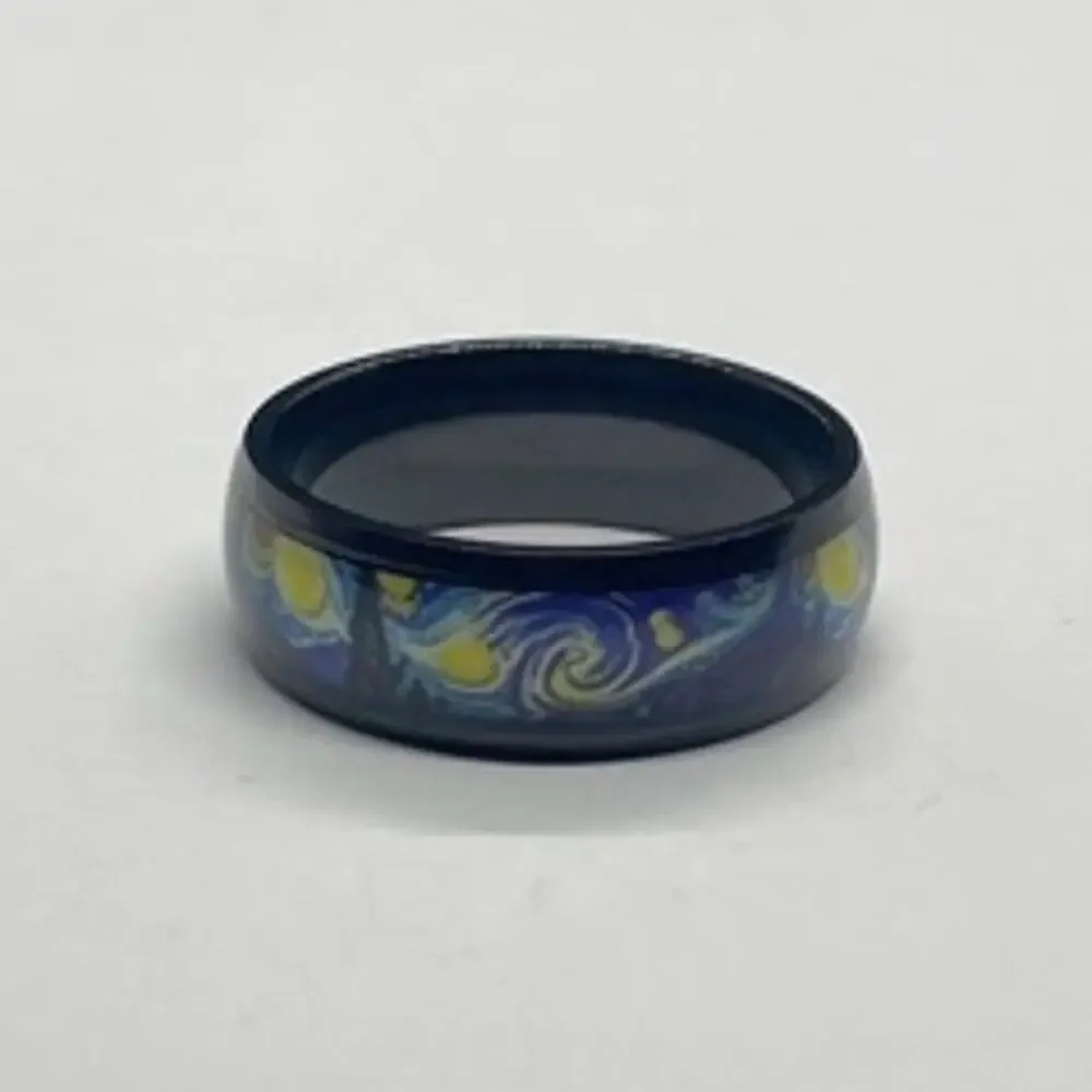 Unisex Starry Night Stainless Steel Band Ring Size 11